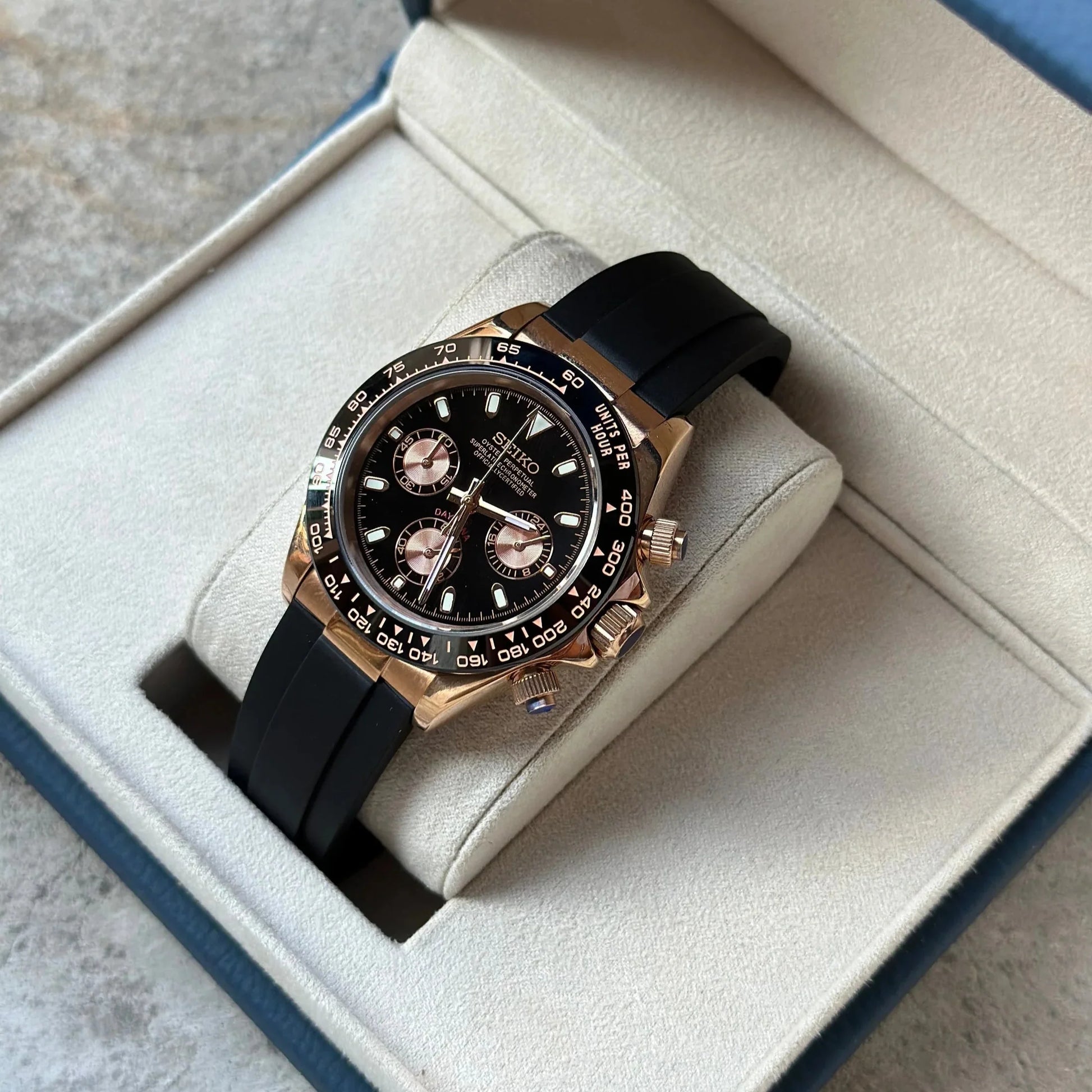 SEIKO MOD DAYTONA | VK63 OYSTERFLEX OR ROSE