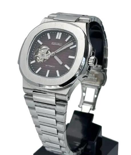 SEIKO MOD NAUTILUS | MARRON SQUELETTE COEUR OUVERT