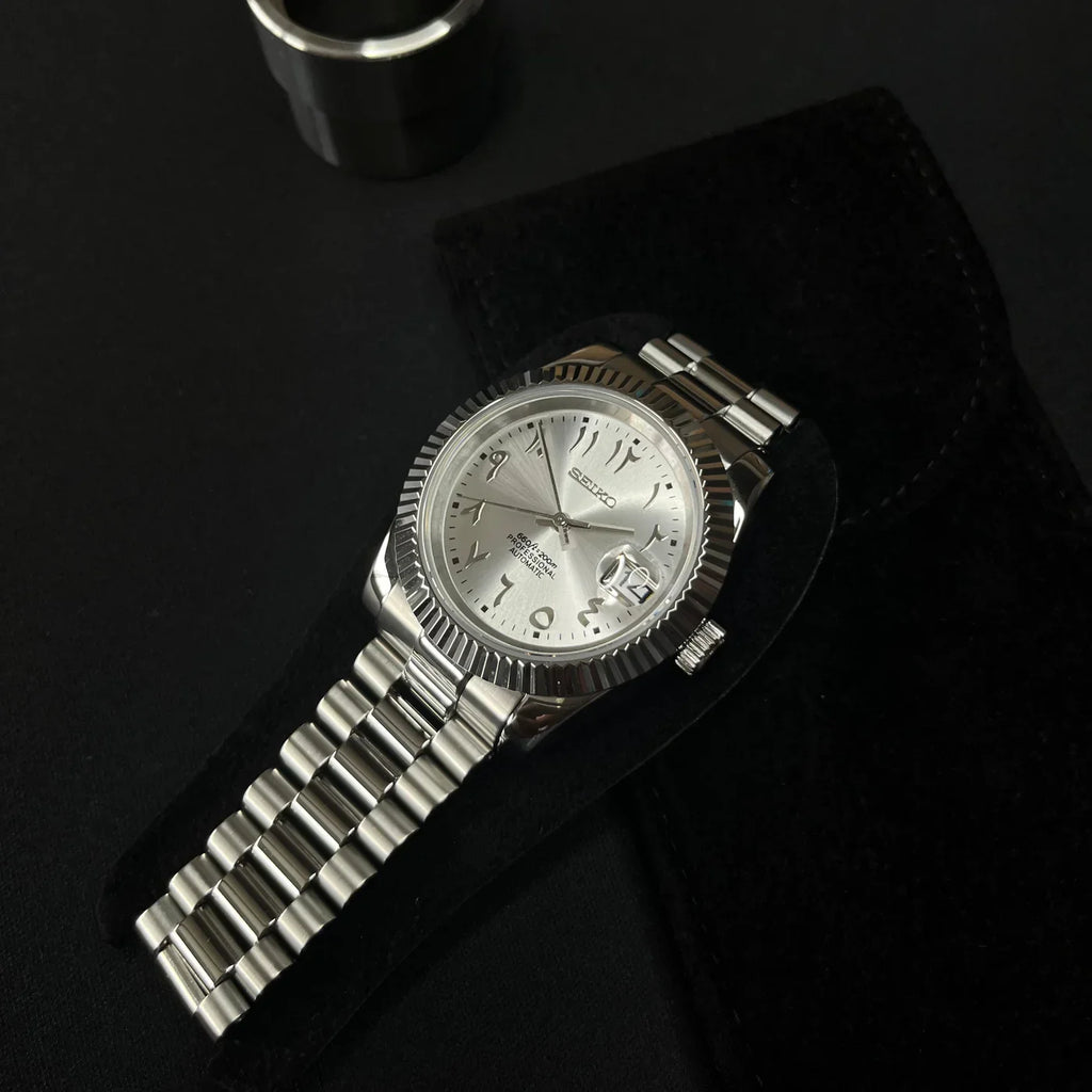 SEIKO MOD DATEJUST | ARABIC GRIS ARGENTÉ