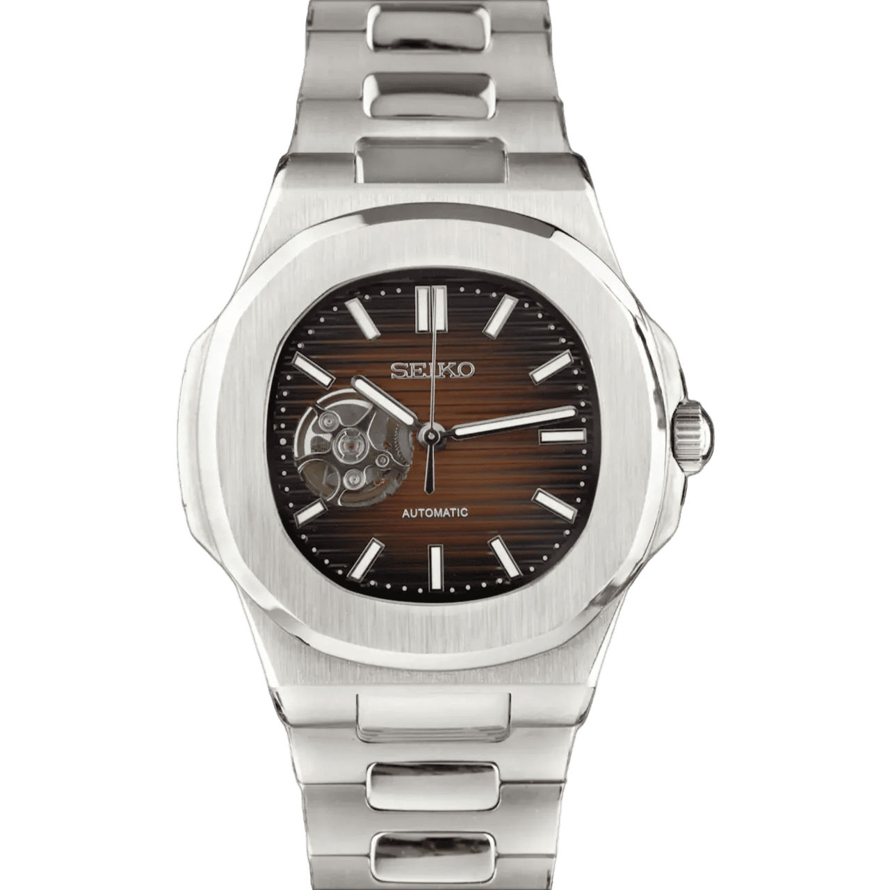SEIKO MOD NAUTILUS | MARRON SQUELETTE COEUR OUVERT